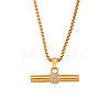 304 Stainless Steel Rhinestone T Bar Pendant Necklaces for Women WGEAECE-02-1