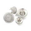 Flat Round Brass Pave Clear Cubic Zirconia Dangle Stud Earrings EJEW-M258-30P-2