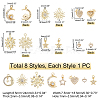  8Pcs 8 Style Brass Micro Pave Clear Cubic Zirconia Charms DIY-PH0003-29-5
