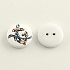 2-Hole Anchor & Helm Pattern Printed Wooden Buttons BUTT-R031-018-2