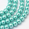 Baking Paint Pearlized Glass Pearl Round Bead Strands HY-Q330-8mm-65-1