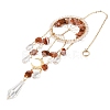 Wire Wrapped Natural Red Agate Chip Tree of Life Window Hanging Prism Ornaments HJEW-TA00283-02-2
