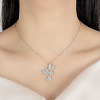 Brass Micro Pave Clear Cubic Zirconia 4 Butterfly Pendant Necklaces for Women FS-WG1F8BB-01-4