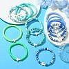 12Pcs 12 Colors Polymer Clay Disc Beaded Stretch Bracelet Sets BJEW-JB10736-2