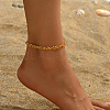 Brass Textured Ring Link Chain Anklets for Women HE5462-5