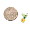 6Pcs 304 Stainless Steel Glass Beaded Flower Pendants PALLOY-MZ01117-2