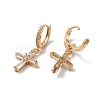 Brass Micro Pave Cubic Zirconia Dangle Hoop Earrings for Women EJEW-M238-14KCG-2