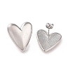 Brass Heart Stud Earrings for Women EJEW-C008-26P-2