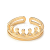 Crystal Rhinestone Crown Open Cuff Ring RJEW-I096-02G-2
