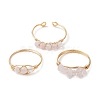 3Pcs Natural Rose Quartz Bead Finger Ring RJEW-JR00855-03-5