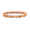 Natural Wood Round Beads Stretch Bracelet BJEW-JB07129-2