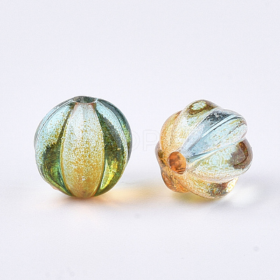Two Tone Transparent Spray Painted Acrylic Corrugated Beads ACRP-T005-10mm-52-1