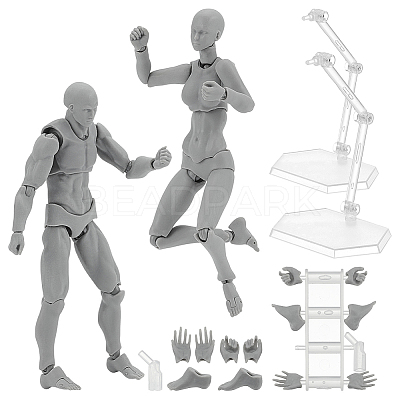 2Pcs 2 Styles PVC Human Drawing Model Figure Figurine Set DJEW-OC0003-92-1