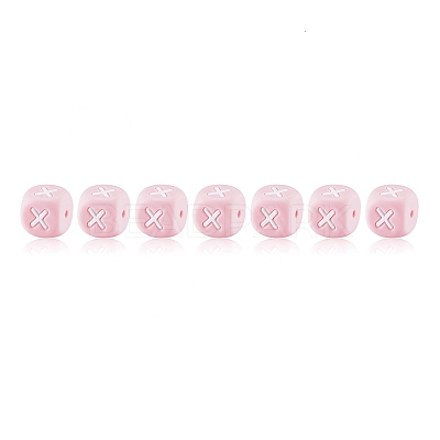 20Pcs Pink Cube Letter Silicone Beads 12x12x12mm Square Dice Alphabet Beads with 2mm Hole Spacer Loose Letter Beads for Bracelet Necklace Jewelry Making JX435X-1
