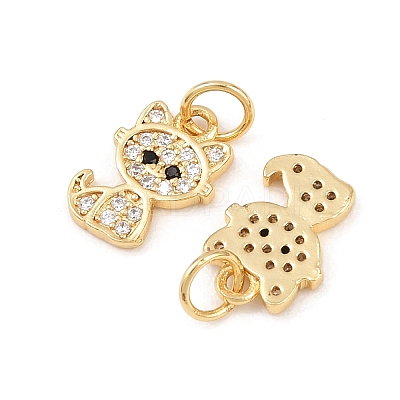 Brass Micro Pave Clear Cubic Zirconia Charms ZIRC-C020-38G-1