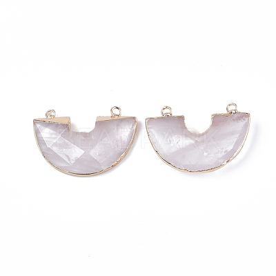 Electroplate Natural Quartz Crystal Semi Circle Pendants G-S344-42H-1