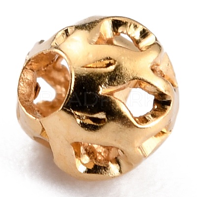 Long-Lasting Hollowed Plated Brass Beads KK-O133-003A-G-1