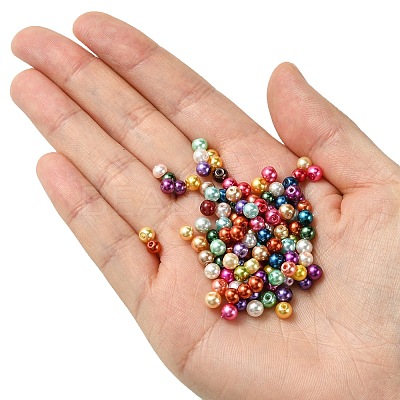 Baking Paint Pearlized Glass Pearl Round Bead Strands HY-Q004-4mm-M-1