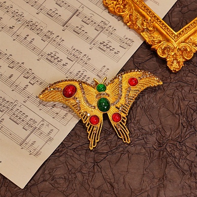 Retro Alloy Rhinestones Butterfly Brooches JEWB-S022-10A-1