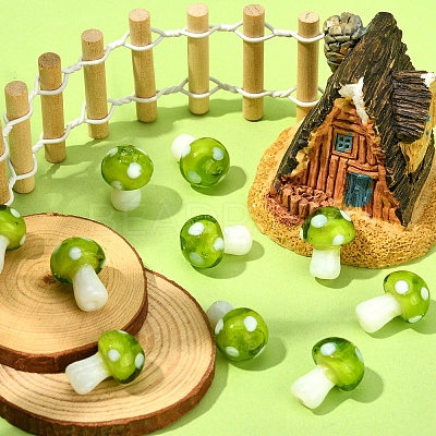 10Pcs Mushroom Handmade Lampwork Beads LAMP-YW0001-08A-1