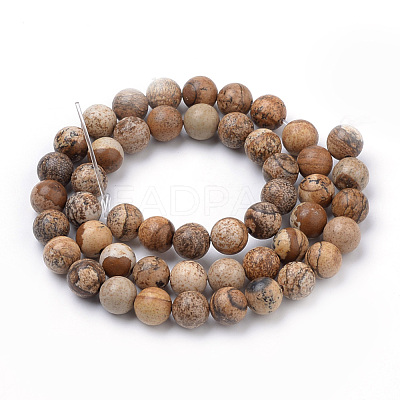 Natural Picture Jasper Beads Strands X-G-S259-27-10mm-1