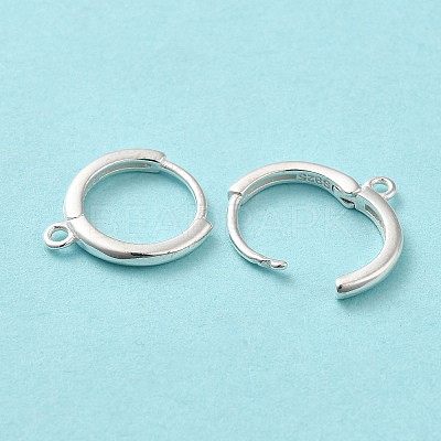 925 Sterling Silver Huggie Hoop Earring Findings STER-K174-15B-S-1