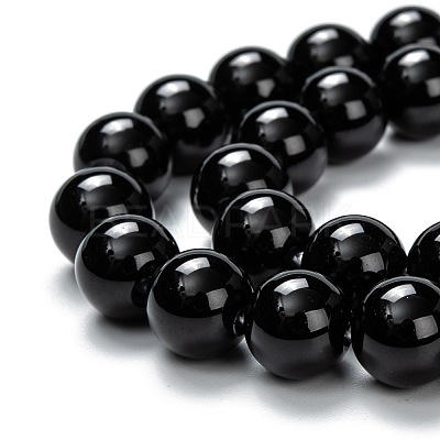 Natural Black Onyx Beads Strands G-Z024-02A-1