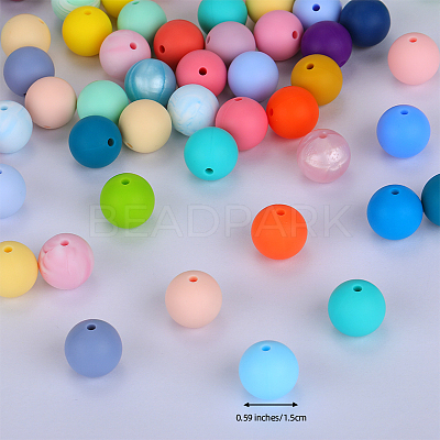 Round Silicone Focal Beads SI-JX0046A-92-1