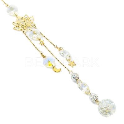 Glass Round Pendant Decorations HJEW-JM01231-1
