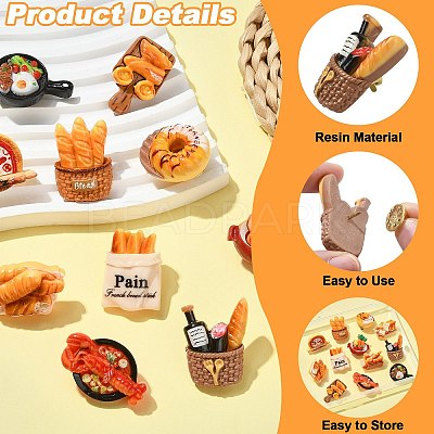 12Pcs 12 Styles Bread Themed Resin Pins JEWB-CJ0003-09-1