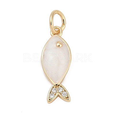 Brass Micro Pave Cubic Zirconia and Enamel Pendants KK-Q096-10G-1