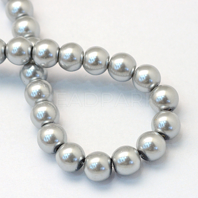 Baking Paint Pearlized Glass Pearl Round Bead Strands X-HY-Q330-8mm-34-1
