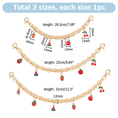 3Pcs Alloy Chain Short Bag Straps HJEW-HS00045-1