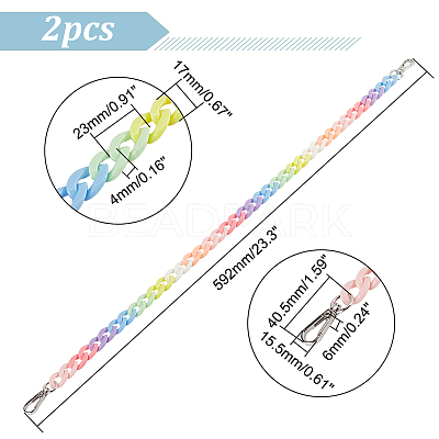 Rainbow Color Acrylic Curb Chain Bag Strap FIND-WH0143-47A-1