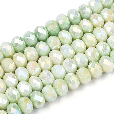 Anti-Tarnish Electroplate Rondelle Glass Beads Strands EGLA-T021-6mm-17-05-1