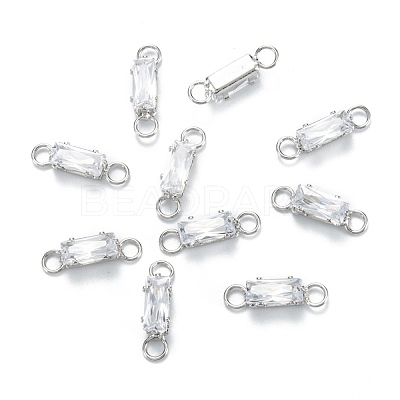 Brass Clear Cubic Zirconia Links Connectors ZIRC-G170-16P-1