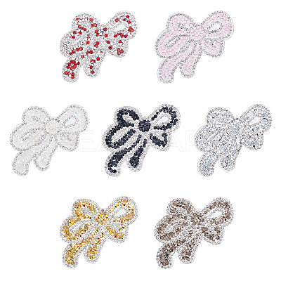 7Pcs 7 Colors Bowknot Glitter Hotfix Rhinestone DIY-FG0002-30-1