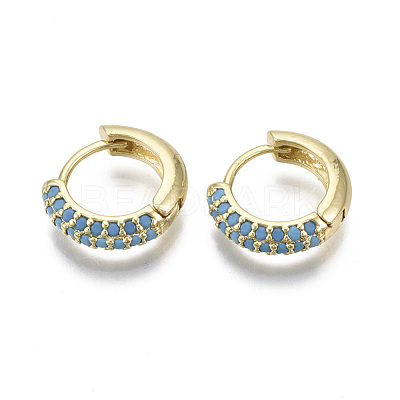 Brass Micro Pave Cubic Zirconia Huggie Hoop Earrings EJEW-R144-004D-NF-1