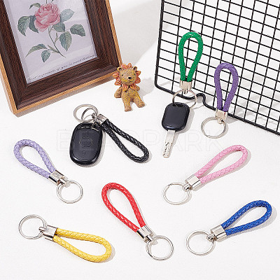 24Pcs 12 Colors Imitation Leather Keychain KEYC-CP0001-01-1