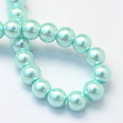 Baking Paint Pearlized Glass Pearl Round Bead Strands HY-Q330-8mm-45-1