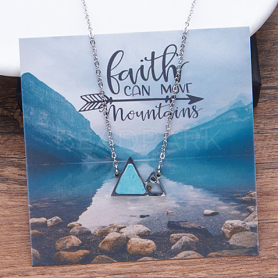 304 Stainless Steel Mustard Seed Faith Mountain Pendant Necklaces with Synthetic Turquoise for Women WG2DB0E-01-1