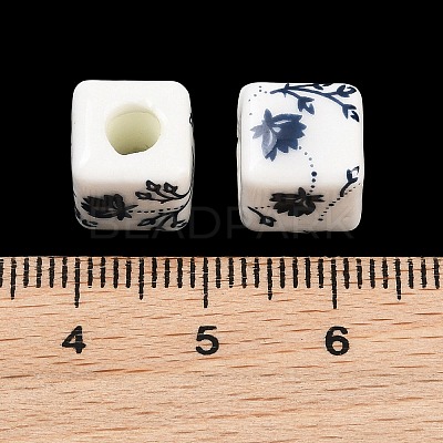 Floral Printed Porcelain Beads PORC-Q161-6-1