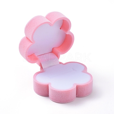 Plum Blossom Shape Velvet Jewelry Boxes VBOX-L002-F01-1