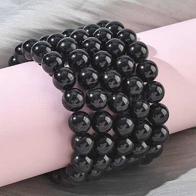 Natural Tourmaline Round Beads Stretch Bracelets for Women BJEW-Z158-03E-02-1