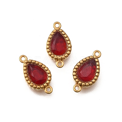 304 Stainless Steel Pave Cubic Zirconia Teardrop Connector Charms STAS-Z160-03G-01-1
