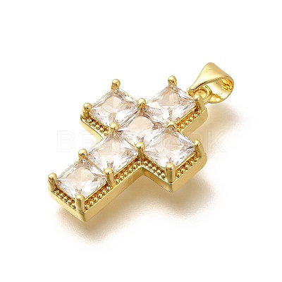 Rack Plating Brass Micro Pave Cubic Zirconia Pendants KK-L226-005G-04-1