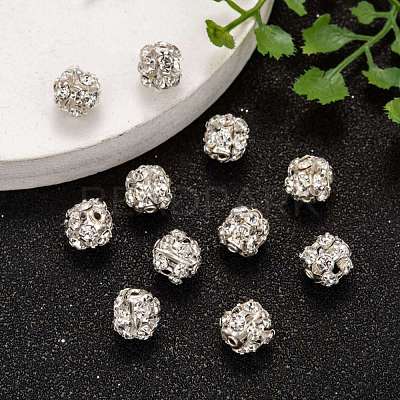 Brass Clear Rhinestone Beads RB-A017-8mm-S-1