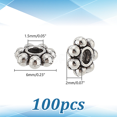 100Pcs Tibetan Style Alloy Beads Flower Spacer Beads TIBEB-LP0001-03-1