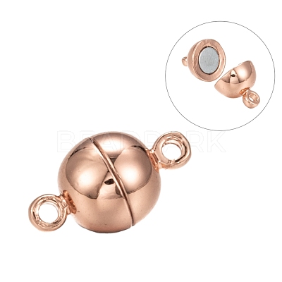 Rack Plating Brass Magnetic Clasps with Loops KK-F801-02B-RG-1