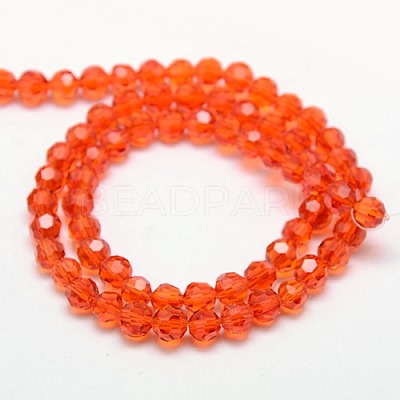Faceted(32 Facets) Round Glass Beads Strands X-EGLA-J042-4mm-16-1